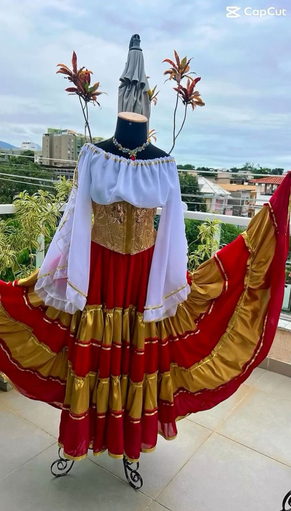 CONJUNTO CIGANA VERMELHO E DOURADO