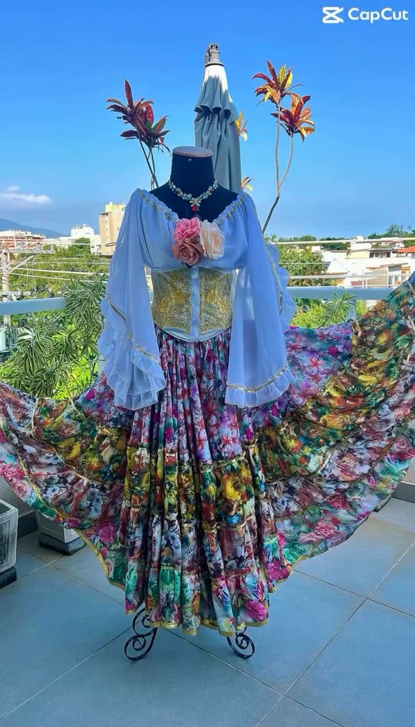 CONJUNTO CIGANA FLORIDO COM BRANCO