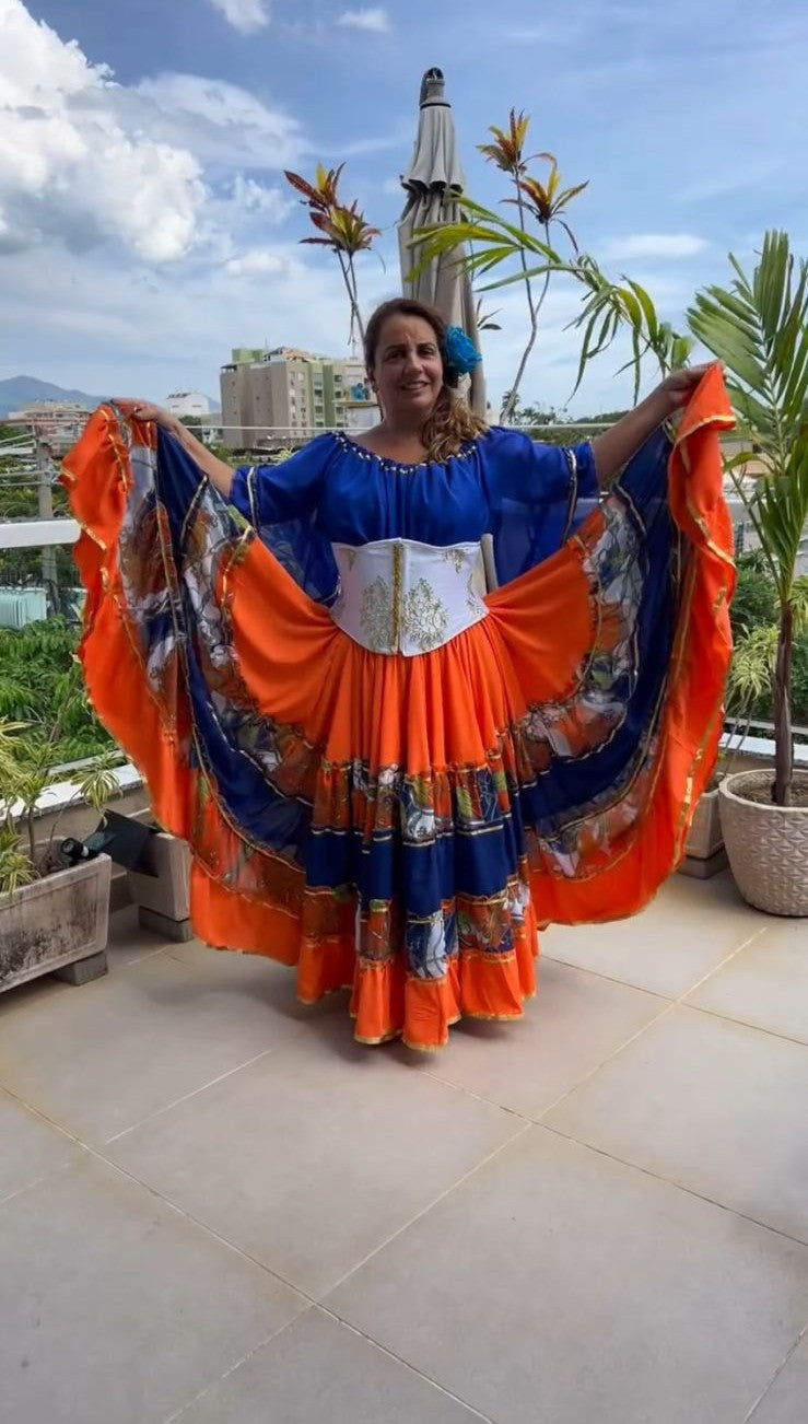 CONJUNTO CIGANA AZUL E LARANJA