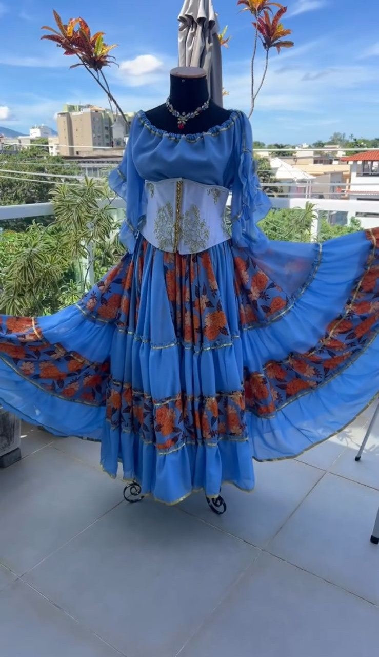 CONJUNTO CIGANA AZUL COM FLORIDO